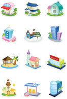 3d Hauses Icon Set Vector Graphic