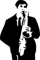 Black Music White Saxophone Player Musician