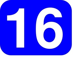 Blue Rounded Rectangle With Number 16 clip art