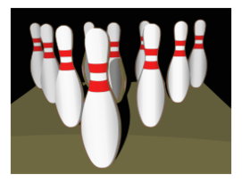 Bowling pins, shaded