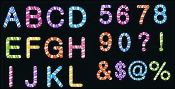 Candy colored letters and figures vector