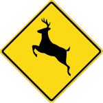 Deer Crossing Vector Sign