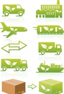 Environmentally-friendly logistics and transportation icons