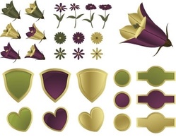 Flowers and shields
