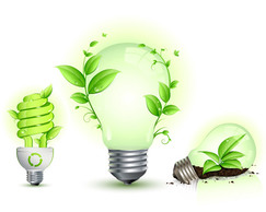Green Leaf and Energy Saving Lamps Vector