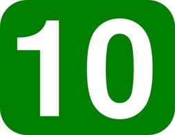Green White Number Rounded Rectangle 10