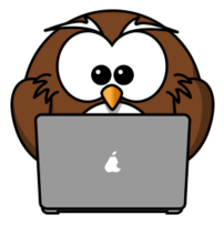 Owl with notebook