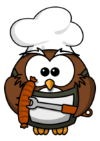 Owl with sausage
