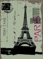 Post card design with eiffel tower drawing
