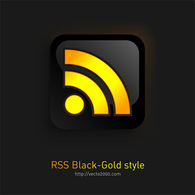 RSS Icon with Black Gold Style