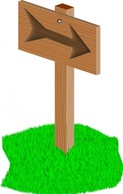 Sign Wooden Arrow Cartoon Grass Post Lawn Directions Signpost Signposts