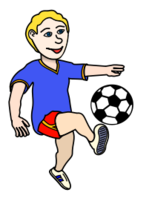 Soccer playing boy coloured