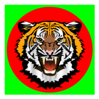 Tiger red on green